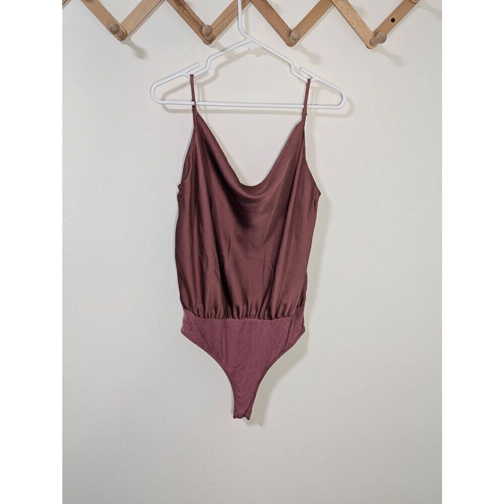 Lulus Women's Rose Thin Adjustable Strap Drape Front Bodysuit - Size L